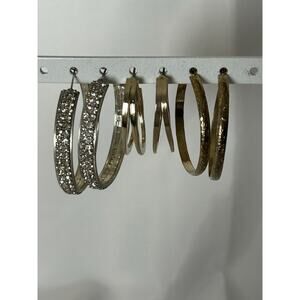 Lot Of 3 Pair Of Hoop Earrings